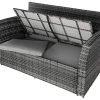 51zDU5rVvML._AC_.jpg TecTake Salon de Jardin en Résine tressée, avec 1 Canapé 2 Fauteuils 2 Tabourets et 1 Table, Coussins Inclus