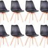 BenyLed Lot de 8 Chaises de Salle à Manger Modernes BenyLed Lot de 8 Chaises de Salle à Manger Modernes avec Assise Rembourrée et Pieds en Bois de Hêtre idéal pour Salle à Manger, Cuisine, Salon, Chambre (Noir)