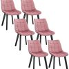 EUGAD 6 X Chaises Salon à Manger Pieds en Bois et Surface en Velours,Chaises de Salle à Manger Rose Polyvalent,0655BY-6