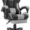 Furgle Chaise de bureau à dossier haut avec dossier en Furgle Chaise de bureau à dossier haut avec dossier en similicuir et accoudoirs réglables, chaise de jeu vidéo pivotante ergonomique avec mode à bascule (Noir/gris)