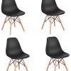 Générique Lot de 4 Chaises de Salle à Manger Pieds en Bois d'hêtre, Chaises pour Restaurant/Bureau Noir