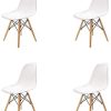 GrandCA Home Ensemble de 4/6 chaises, Design Bois Chaise de Salle à Manger, Chaise de Bureau, Chaise de Salon (Blanc-4)