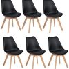 H.J WeDoo Lot de 6 chaises de Salle à Manger H.J WeDoo Lot de 6 chaises de Salle à Manger Scandinaves, Chaises Rétro Rembourrée Bois de Hêtre Massif- Noir