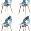 Lot de 4 chaises de salle à manger, tapissées, patchwork rétro - Pour salle à manger, cuisine, chambre à coucher, bureau