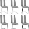 Lot de 6 Chaise de Salle à Manger Chaises de Maison en Forme d'arc à Dossier Unique pour Cuisine/Salle à Manger/Jardin (Gris-Blanc, 6)