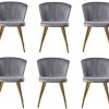 Lot de 6 Chaise de Salle à Manger Gris en Lot de 6 Chaise de Salle à Manger Gris en Velours avec Dos Anneau Rembourrage Chaises de Cuisine Pied en Bois Massif (Gris * 6)