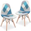 Mc Haus SENA Patchwork - Lot de 2 chaises de Mc Haus SENA Patchwork - Lot de 2 chaises de salle à manger, tapissé de tissu patchwork bleu, chaises nordique pour salon cuisine avec pieds style eiffel, 49x46x84cm