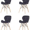 Muebles Home Lot de 4 chaises de salle à manger Muebles Home Lot de 4 chaises de salle à manger de style moderne avec coussin et dossier en lin pour salle à manger, salon, chambre à coucher