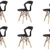 N/A Lot de 4/6 chaises, design minimaliste élégant, en plastique, N/A Lot de 4/6 chaises, design minimaliste élégant, en plastique, pieds en bois, convient pour salle à manger, chambre à coucher, chaise de bureau, 82 x 46 x 53,5 cm