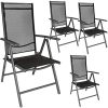 TecTake Ensemble de 4 Chaises de Jardin en Aluminium, Pliable, TecTake Ensemble de 4 Chaises de Jardin en Aluminium, Pliable, Anthracite