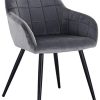 WOLTU 1 pièce Chaise de Salle à Manger Chaise de WOLTU 1 pièce Chaise de Salle à Manger Chaise de Cuisine rembourrée en Velours, Pied en métal,Gris Foncé BH93dgr-1
