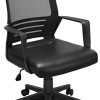 Yaheetech Chaise de Bureau Ergonomique Fauteuil de Direction pour Ordinateur Yaheetech Chaise de Bureau Ergonomique Fauteuil de Direction pour Ordinateur Travail Studio, Siège en Cuir PU Confortable Plus Large, Dossier Inclinable en Maille Respirant Noir