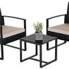 Yaheetech Salon de Jardin 2 Fauteuils et 1 Table Basse Yaheetech Salon de Jardin 2 Fauteuils et 1 Table Basse pour Salon/Bar/Bureau en Résine Tressée Poly Rotin Exterieur Interieur Noir/Beige