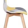 Lot de 4 Chaise,chaises Patchwork Design rétro,chaises de Salle à Manger rembourrées avec Pieds en hêtre,Convient pour Salle à Manger, Restaurant, Salon (Jaune)