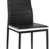 31hsZqbCl4L._AC_.jpg IDMarket - Lot de 4 chaises Romane Noires Bandeau Blanc pour Salle à Manger