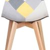 Lot de 4 Chaise,chaises Patchwork Design rétro,chaises de Salle à Manger rembourrées avec Pieds en hêtre,Convient pour Salle à Manger, Restaurant, Salon (Jaune)