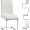 31marJOnHaL._AC_.jpg Yaheetech 6 Chaises de Salle à Manger Cuisine Piètement Acier Chromé Revêtement Similicuir 50cm de Hauteur Assise Blanche