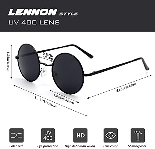 CGID E01 lunettes de soleil polarisées inspirées du style retro vintage Lennon en cercle métallique rond protection UV400