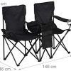 41o4yblYqoL._AC_.jpg relaxdays Chaise de Camping Double, Fauteuil de Jardin 2, Pliable, Glacière, Rangement Porte-Boissons, Noir