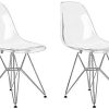 Lot de 2 Ghost Chaises en Polycarbonate + Acier pour Salle à Manger, Salon, Bureau, Restaurant et Jardin, 40 x 46 x 81 cm