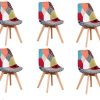 Lot de 2/4/6 Chaises en Pacthwork Chaises de Salle à Manger Pieds en Bois Massif de hêtre (Rouge, 6)