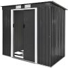 TecTake Abri de Jardin, Cabane à Outils, en Métal, avec TecTake Abri de Jardin, Cabane à Outils, en Métal, avec Fondation, Gris