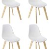 WENKO Chaise Scandinave Blanche Sala, Chaise Cuisine, Salle à Manger, Pieds en hêtre Massif, Lot de 4