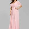 31MMwkwmMIL._AC_.jpg Ever-Pretty Robe de Soirée Longue Femme Double Col V Manche Courte Grande Taille 09890PL