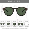 SUNGAIT Lunettes de Soleil Rondes Classiques Unisexes Lunettes de Soleil Polarisées Vintage Style Rétro Protection UV