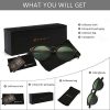 SUNGAIT Lunettes de Soleil Rondes Classiques Unisexes Lunettes de Soleil Polarisées Vintage Style Rétro Protection UV