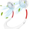 Maxesla Ventilateur USB, Mini Ventilateur de Cou USB avec Rotation à 360 °, Ventilateur Portable de Cou Rechargeable par USB, Petit Ventilateur de Collier avec Double tête de Vent 3 Vitesses LED