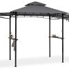 blumfeldt Mondo - Pavillon Jardin extérieur, Terrasse, Protection Contre la Pluie, Polyester résistant au feu, Stable, 2 tablettes pour grillades, Art Nouveau, Ouvre-Bouteille, Acier Robuste - Gris