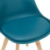 [en.casa] Lot de 2 Chaises de Salle à Manger Scandinave Siège Cuisine Plastique Similicuir Hêtre Turquoise 81 x 49 x 57cm