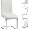 31eh97-9FRL._AC_.jpg Yaheetech Lot de 2 Chaises de Salle à Manger en Simili Cuir Capacité 135 kg Siège Plus épais de 7 cm Blanche