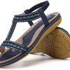 41dSx8fYf2S._AC_.jpg gracosy Sandales Femmes Plates, Chaussures Sandales en Cuir PU Nu Pieds Été à Talon Compensé Claquette Plage Semelle Confortables Bride Cheville Soirée Élégance Strass Bijoux Noir
