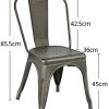 41xclv4sLxL._AC_.jpg Yaheetech Lot de 4 Chaise de Cuisine Tabouret Salle à Manger Industrielle 45 cm de Hauteur Empilable Metallique avec Dossier Jardin Bistrot Café Salon