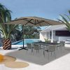 511OOsU4bL._AC_.jpg IDMarket - Parasol déporté rectangulaire Calvi 3x4 M Taupe Rotatif 360° avec Housse