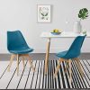 [en.casa] Lot de 2 Chaises de Salle à Manger Scandinave Siège Cuisine Plastique Similicuir Hêtre Turquoise 81 x 49 x 57cm