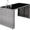 TecTake 800808 Salon de Jardin en Résine Tressée Ensemble Mobilier d' Extérieur 4 Places 1 Table 2 Fauteuils 2 Tabourets – Diverses Couleurs (Gris Clair)