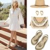51EM7jLuOcS._AC_.jpg Camfosy Sandales Femmes Plates, Chaussures Été Tongs à Talons Plats Claquettes Nu Pieds Semelle Compensée Confortable Bout Ouvert pour Filles Plage Noire