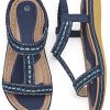 51JLdsmV39S._AC_.jpg gracosy Sandales Femmes Plates, Chaussures Sandales en Cuir PU Nu Pieds Été à Talon Compensé Claquette Plage Semelle Confortables Bride Cheville Soirée Élégance Strass Bijoux Noir