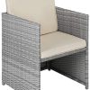TecTake 800808 Salon de Jardin en Résine Tressée Ensemble Mobilier d' Extérieur 4 Places 1 Table 2 Fauteuils 2 Tabourets – Diverses Couleurs (Gris Clair)