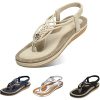 Camfosy Sandales Femmes Plates, Chaussures Été Tongs à Talons Plats Camfosy Sandales Femmes Plates, Chaussures Été Tongs à Talons Plats Claquettes Nu Pieds Semelle Compensée Confortable Bout Ouvert pour Filles Plage Noire
