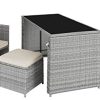 TecTake 800808 Salon de Jardin en Résine Tressée Ensemble Mobilier d' Extérieur 4 Places 1 Table 2 Fauteuils 2 Tabourets – Diverses Couleurs (Gris Clair)