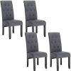 WOLTU 4 X Chaises de Salle à Manger Chaises de WOLTU 4 X Chaises de Salle à Manger Chaises de Cuisine Gris Foncé,Chaise Salon à Manger Assise en Lin et Pied en Bois Massif,BH106dgr-4