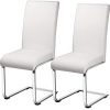 Yaheetech Lot de 2 Chaises de Salle à Manger en Yaheetech Lot de 2 Chaises de Salle à Manger en Simili Cuir Capacité 135 kg Siège Plus épais de 7 cm Blanche