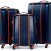 FERGÉ Lot de 3 valises rigides à 4 roulettes doublées FERGÉ Lot de 3 valises rigides à 4 roulettes doublées Milano Ensemble de Bagages, Ultra léger, empilables mallete Trolley Voyage Bleu