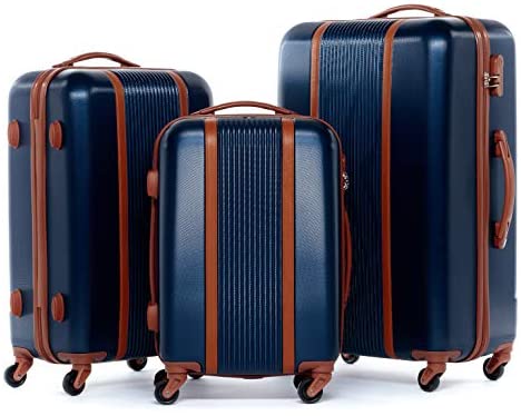 FERGÉ Lot de 3 valises rigides à 4 roulettes pivotantes QUÉBEC Ensemble de Bagages empilables mallete Trolley Voyage Rouge Ultra léger 