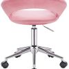 31-h5lyKDlL._AC_.jpg WOLTU BS100rs,1 Chaise de Bureau Tabouret Roulant avec Velours Assise,Tabouret de Travail Fauteuil de Bureau pivotant et réglable,Rose