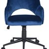 MEUBLE COSY Chaise de Bureau Ergonomique avec Accoudoirs Fauteuil Ordinateur Hauteur Réglable Velours Bleu et Base Noir